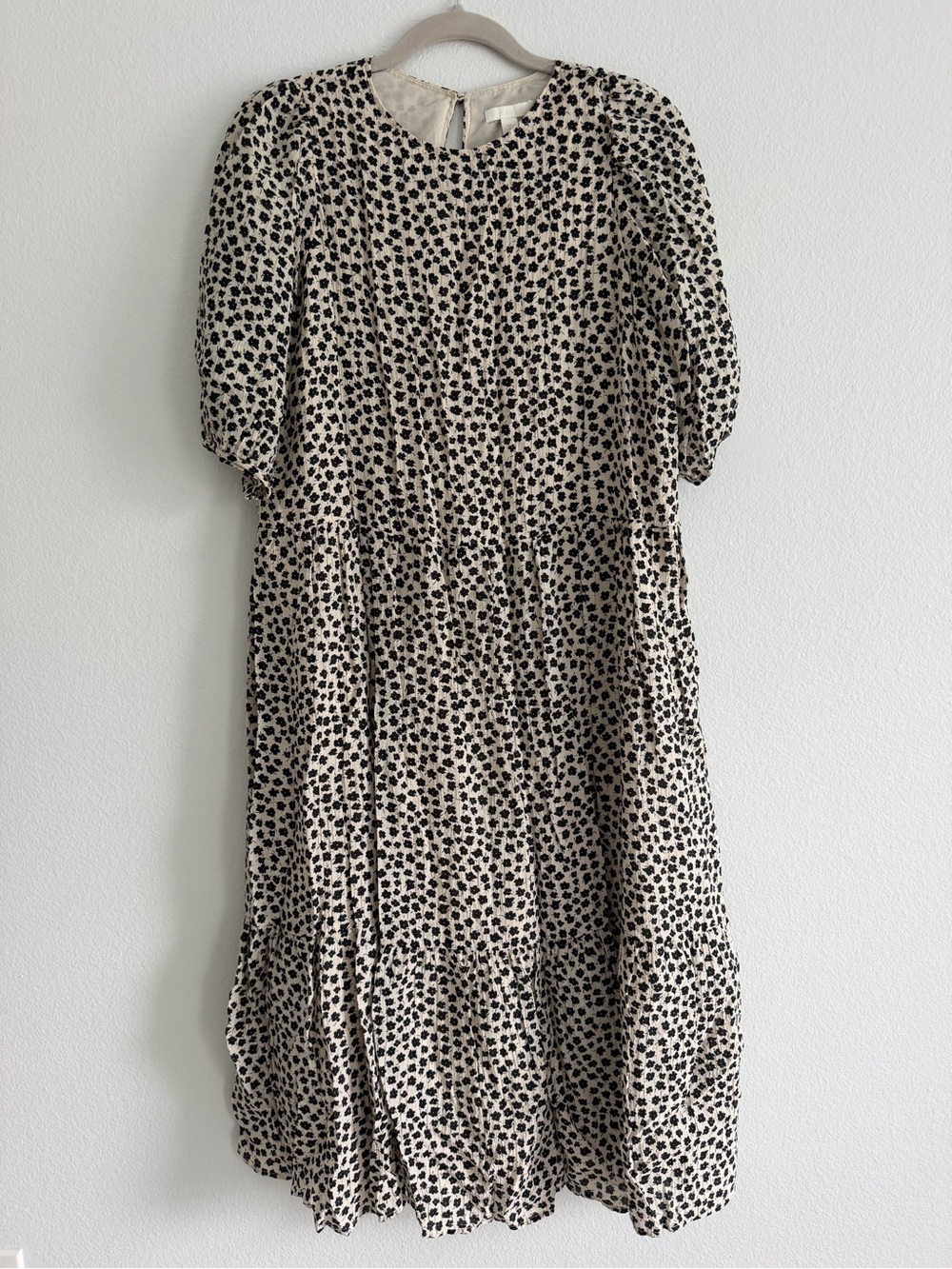 H&M Cream oversized Dress with Black floral Print
